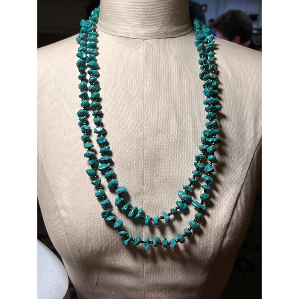 Howlite Chip Turquoise Look Wrap Necklace Boho Western Southwestern versatile 32